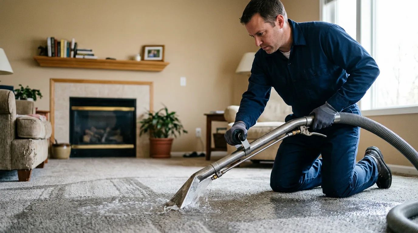 Water damage restoration technician working near Valley Falls, KS